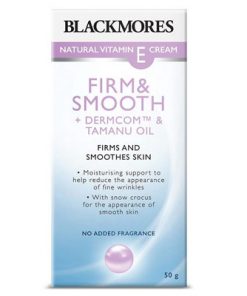 Kem làm căng da mặt Vitamin E tự nhiên Blackmores Natural Vitamin E Cream Firm & Smooth 50g của Úc làm mịn da, dưỡng ẩm, giảm nếp nhăn