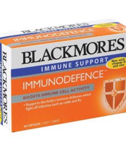 Thuốc tăng cường hệ miễn dịch Blackmores Immunodefence 60 Viên được chế tạo ra phù hợp với nghiên cứu hiện tại; kết hợp lactoferrin, giúp tăng cường hoạt động của một số tế bào miễn dịch với kẽm và vitamin D có thể giúp hỗ trợ sức đề kháng miễn dịch khỏe mạnh