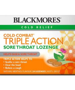 Thuốc trị viêm họng Blackmores Cold Combat Triple Action Sore Throat Lozenge 24 Pack