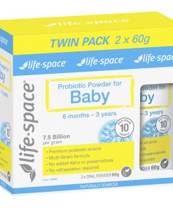 Men vi sinh 7.5 tỉ lợi khuẩn cho bé từ 6 tháng đến 3 tuổi Life Space Probiotic For Baby 2x60g Value Pack Exclusive Size