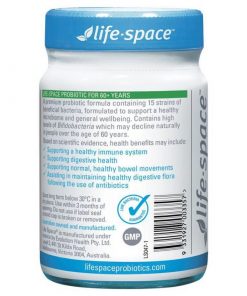 Viên uống men vi sinh dành cho người lớn hơn 60 tuổi Life Space Probiotic For 60+ Years 60 viên mặt sau
