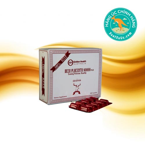 Viên nang nhau thai hươu Golden Health Deer Placenta 80000 Plus Evening Primrose, Rosehip