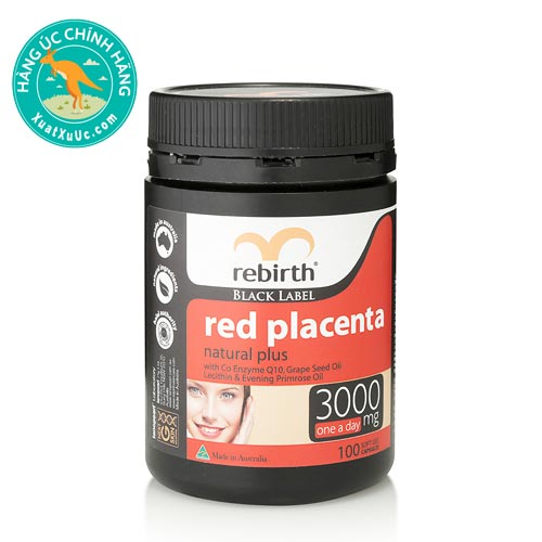 Viên uống nhau thai cừu đỏ Rebirth Black Label Red Placenta Natural Plus 3000mg