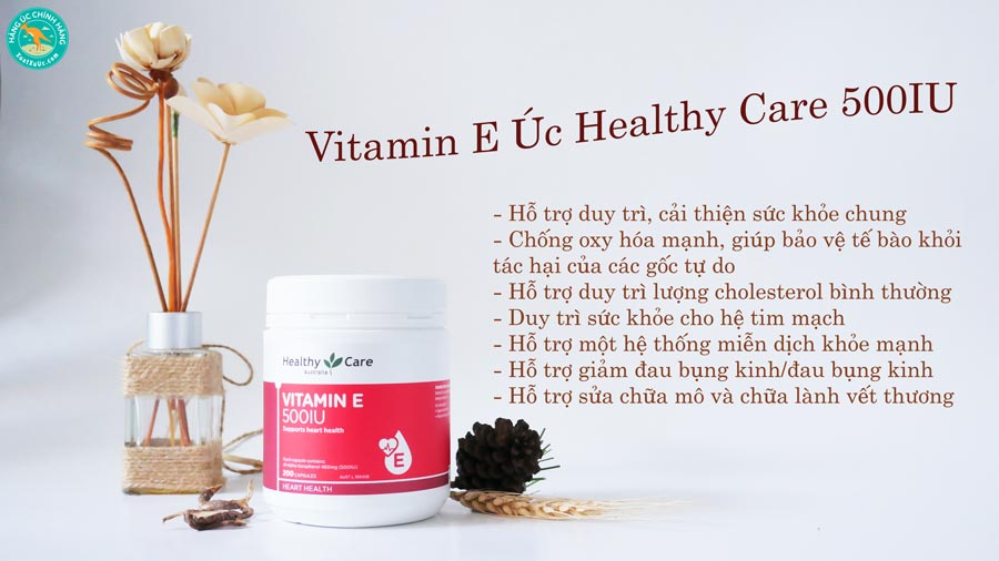 Viên uống bổ sung Vitamin E Úc Healthy Care 500IU 200 viên