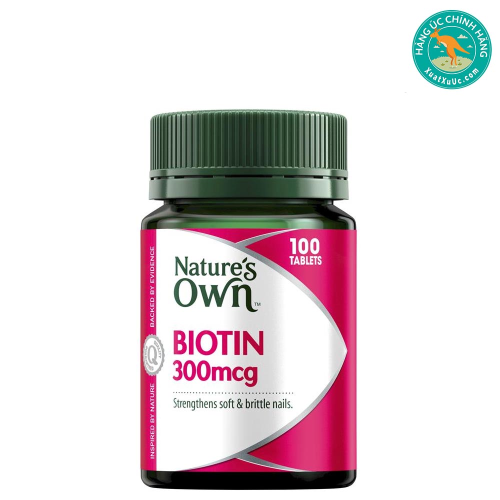 Viên uống bổ sung biotin giúp đẹp da móng tóc Nature's Own Biotin 300mcg  100 Tablets - XUẤT XỨ ÚC