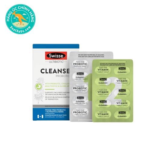Viên uống hỗ trợ gan và tiêu hóa Swisse Ultibiotic Cleanse + Probiotic