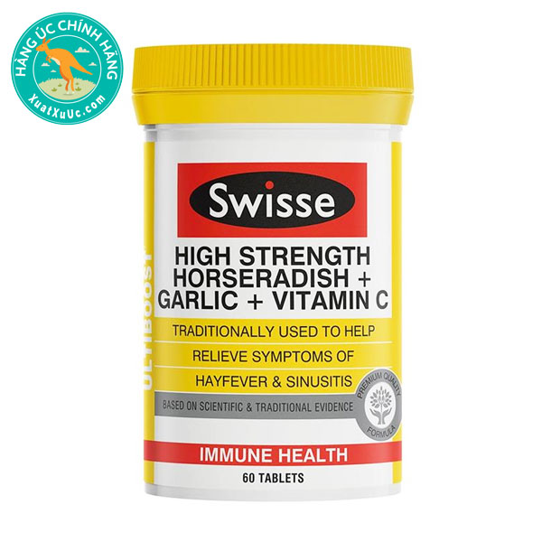 Viên uống tăng cường đề kháng Swisse Ultiboost High Strength Horseradish + Garlic + Vitamin C 60 viên
