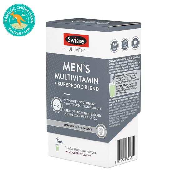 Vitamin tổng hợp của Úc Swisse Ultivite Men’s Multivitamin + Superfood blend