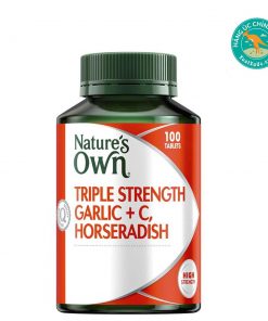 Viên-uống-tăng-miễn-dịch,-chống-cảm-lạnh-Natures's-Own-Triple-Strength-Garlic-+-C,-Horseradish-100-viên